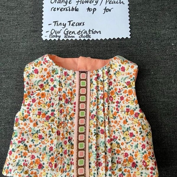 Orange flowerypeach reversible top