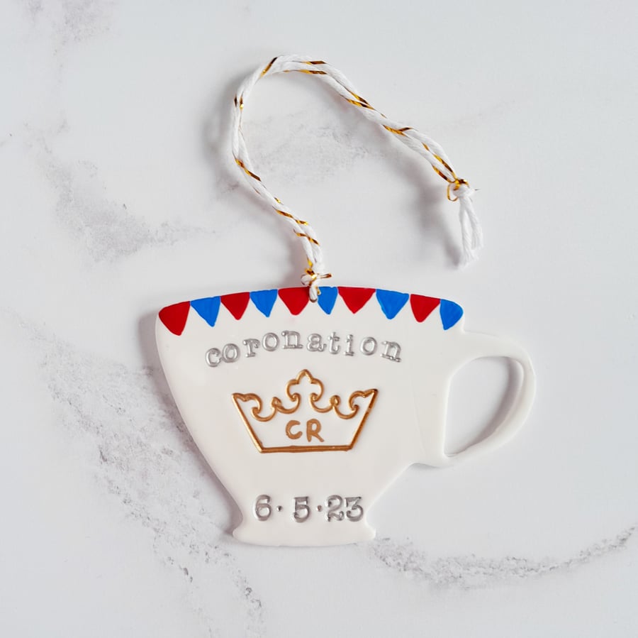 King Charles Coronation Teacup decoration, commemorative