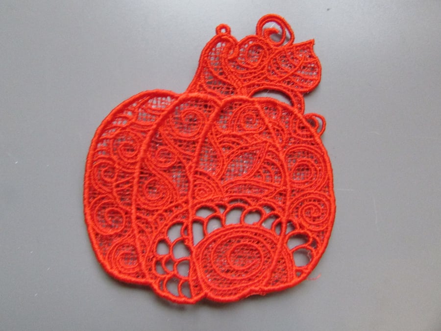 Embroidered Lace Pumpkin Applique Patch available in 2 sizes