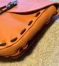 Peach Coloured Leather Medieval Style Pouch with Fleur de Lis Closure - Image 3