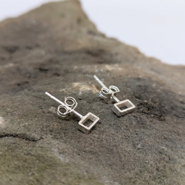 Sterling silver mini rectangle studs