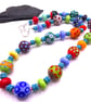 lampwork glass beaded necklace, rainbow polka dot jewellery - Image 1