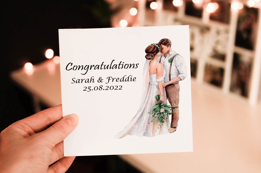 Bride & Groom Wedding Card, Wedding Day Card, Custom Wedding Card
