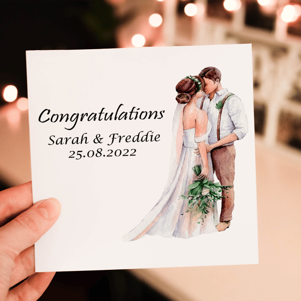 Bride & Groom Wedding Card, Wedding Day Card, Custom Wedding Card