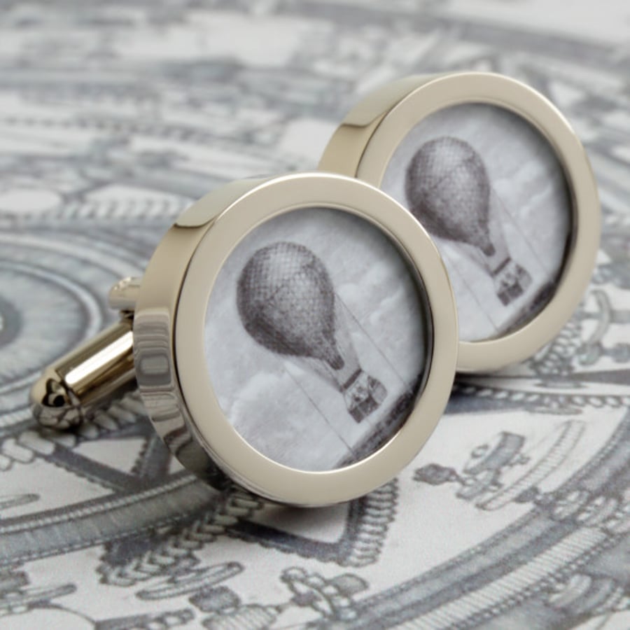 Hot Air Balloon Cufflinks Vintage Steampunk Style