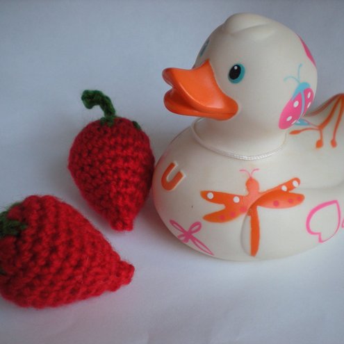 Two Crochet Strawberries Not for the Ducks