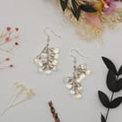 Wire Wrapped Iridescent Clear Teardrop Cluster Dangle Earrings, Sterling Silver