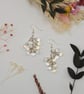 Wire Wrapped Iridescent Clear Teardrop Cluster Dangle Earrings, Sterling Silver - Image 1