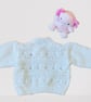 Hand Knit Baby Set, Cardigan, Bootees, and Bonnet In White- Age 3 - 6 Months - Image 5