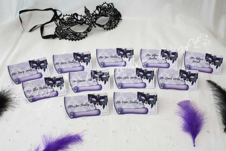 Place Cards - Masquerade Ball Personalised