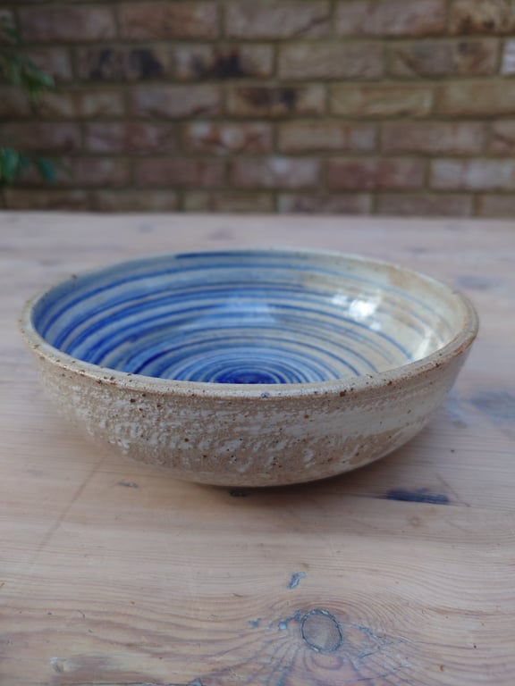 Spiral patterned ceramic bowl