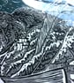 Here Be Monsters - Limited Edition - Hand printed & painted Linoprint - Image 2