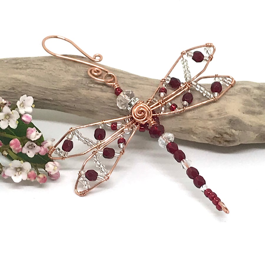 Red Dragonfly Decoration, Copper Wirework