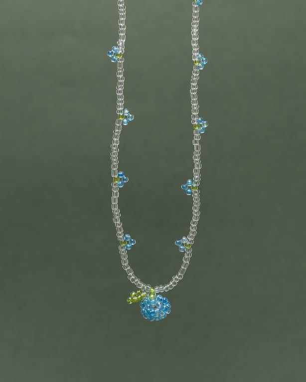 Beaded Blueberry (light) Pendant Necklace - Smoothie Collection.