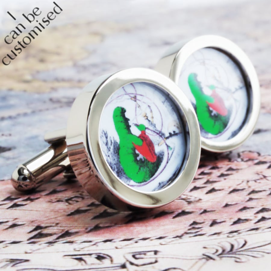 The Caterpillar Cufflinks from Alice in Wonderland
