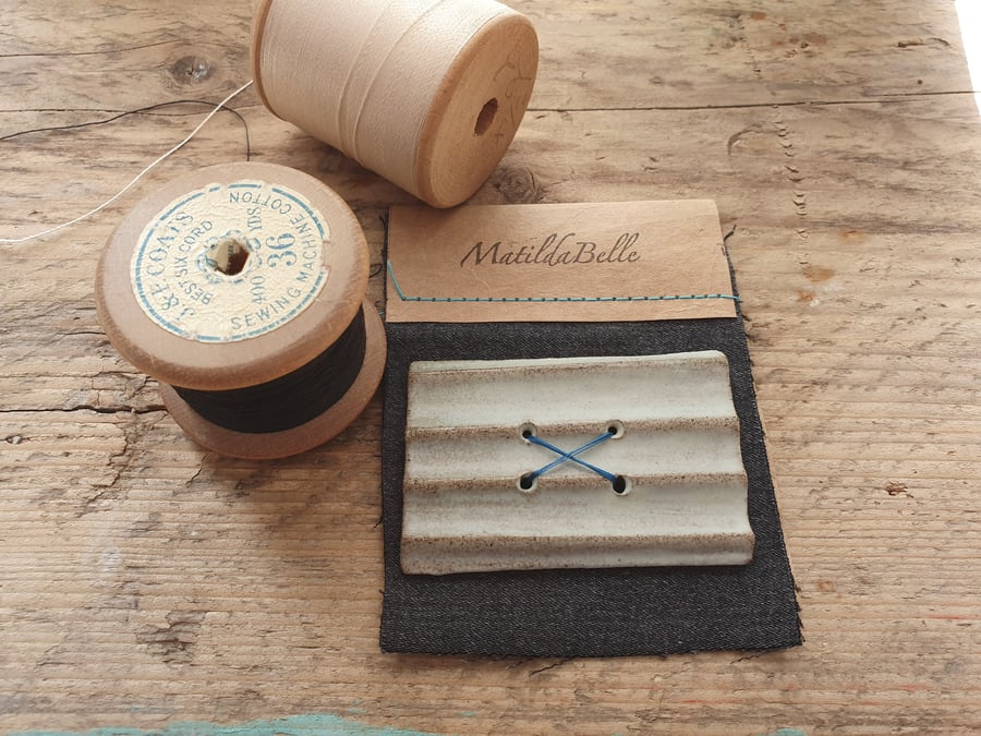 Large Rectangular Handmade Ceramic Stoneware Button