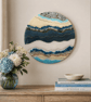 Stunning 30cm Resin Geode Art with blues and champagnes