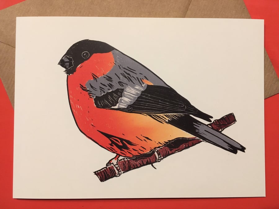 Bullfinch greetings card - blank