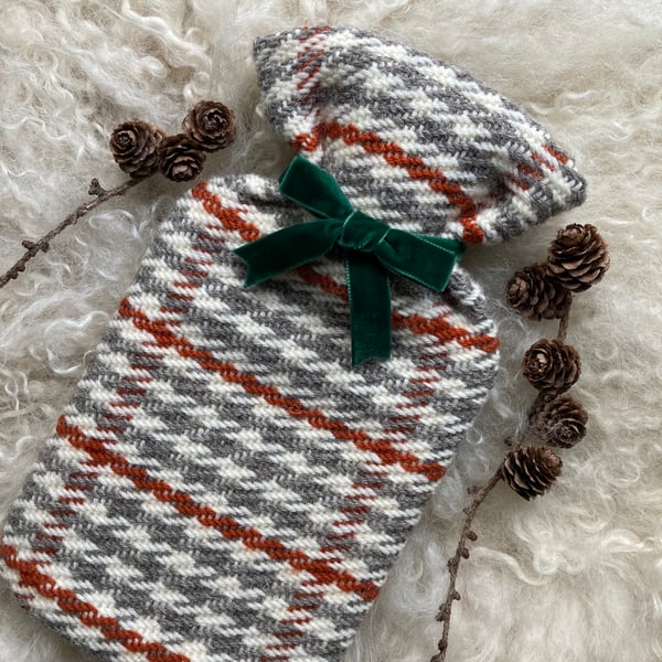 Mini Hotwater Bottle - Burnt Orange. Handwoven in Wales
