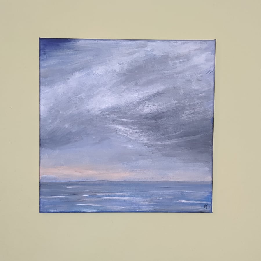 Silver Skies, Sunrise over the ocean, original seascape