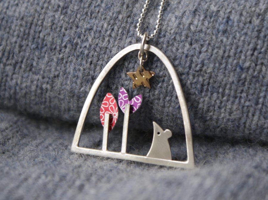 Mouse and flower necklace