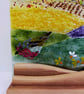 Fused Glass Meadow Art: Robin Landscape on Oak Stand - Image 2
