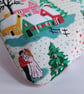 Zipped pouch bag - Romantic Christmas scene - Snowy houses with kissing couple - Image 4