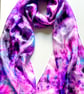  Hand Dyed Purple and Black Pure Silk Scarf. Dramatic and Elegant.