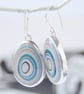 Drop fordite earrings - grey and blue - Image 5