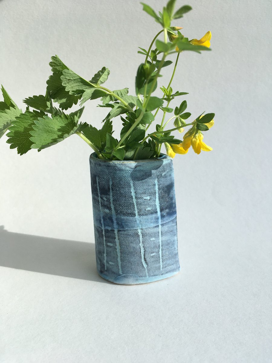Blue Ceramic Vase for Flowers