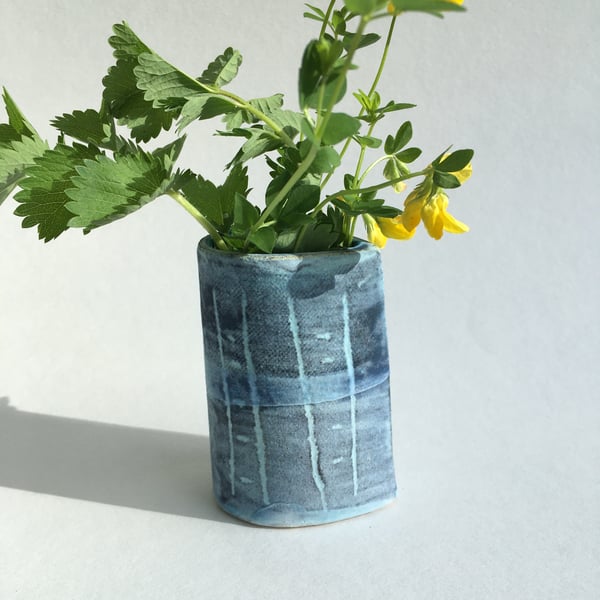 Blue Ceramic Vase for Flowers