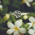 Silver Five Petal Flower Ring
