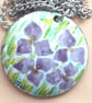 purple hydrangea flowers - painted enamel pendant - Image 4
