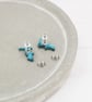 Titanium posts - Green galaxy rat stud earrings - Delicate hypoallergenic - Image 4