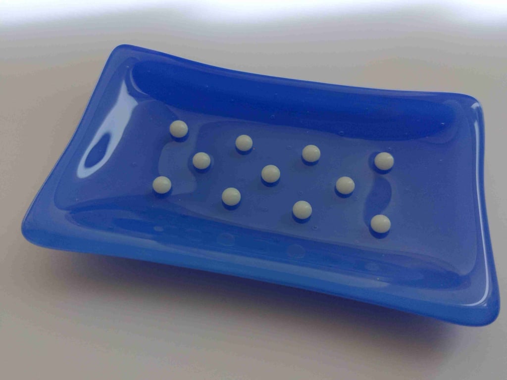Fused Glass Soap Dish 12cm Blue 