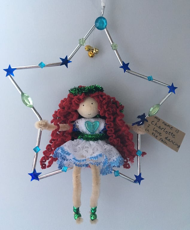 Fairy In A Star Decoration - Blue