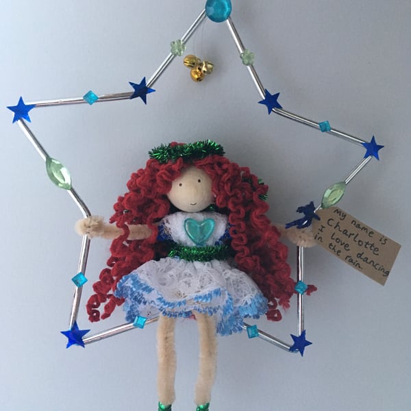 Fairy In A Star Decoration - Blue