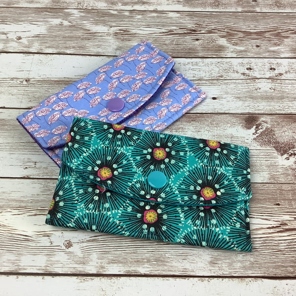 Floral Business Card Case, Flowers travel pass holder, Fabric purse