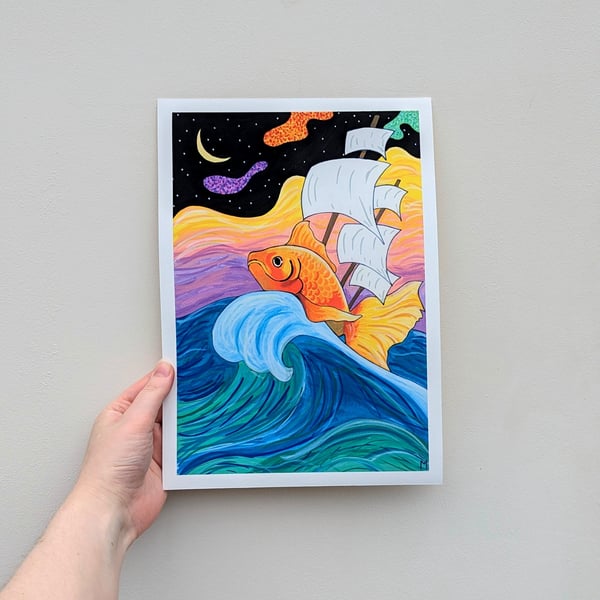 Goldfish Ship A4 Art Print