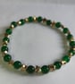 Green Glass & Gold Stars Bead Bracelet  - Image 3