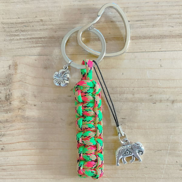 Paracord Keyring. Elephant Keyring. Heart Keyring. Charm Keyring. Key Fob.