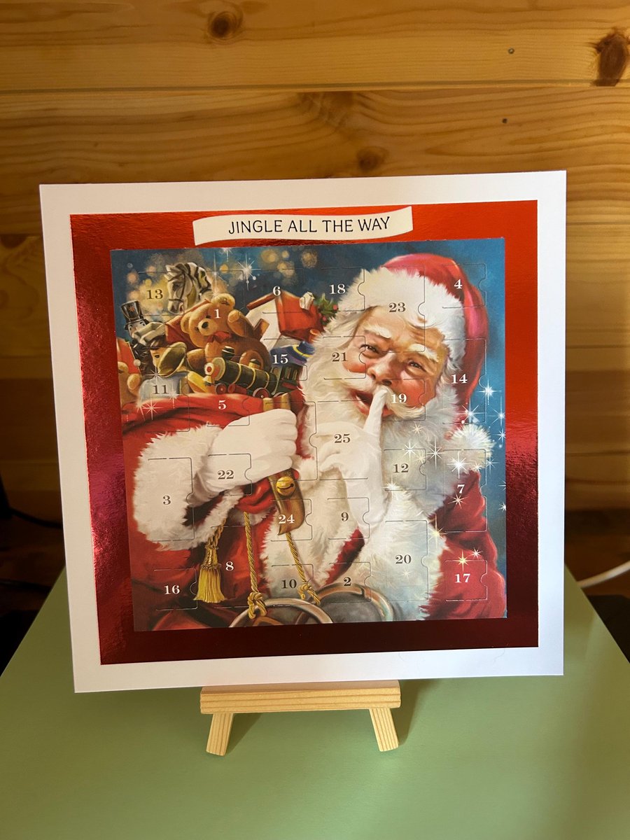 Christmas Santa Claus Advent Calendar Card Handmade 8 inch square card, small ad