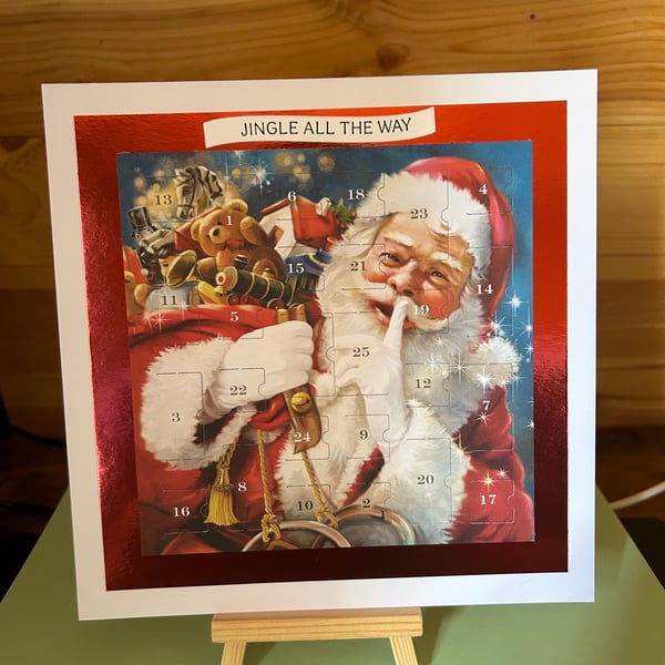 Christmas Santa Claus Advent Calendar Card Handmade 8 inch square card, small ad