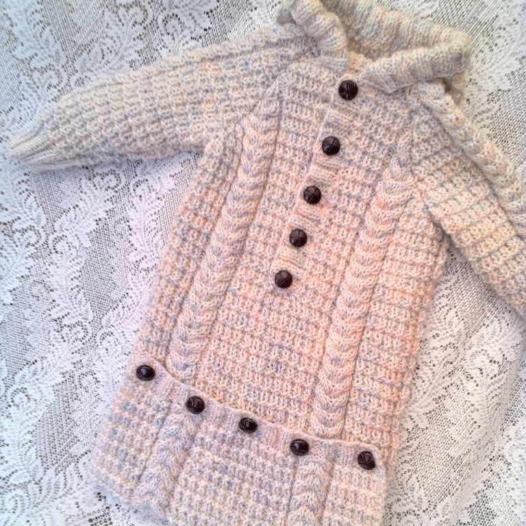 Baby's Aran Sleeping Bag, Cabled Baby Cocoon, New Baby Gift, Baby Shower Gift