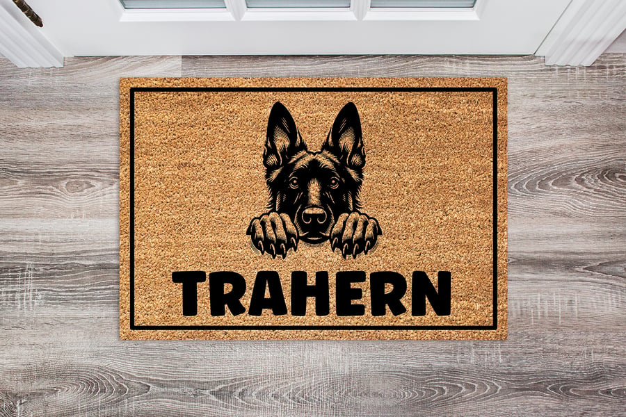 Dutch Shepherd Door Mat - Personalised Dutch Shepherd Welcome Mat - 3 Sizes