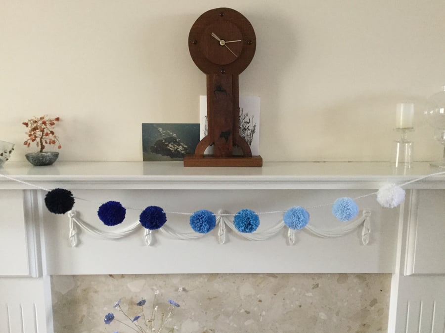 Pompom Garland in Blue and White