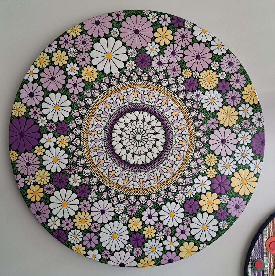 "Springtime" 60cm Original Round Canvas