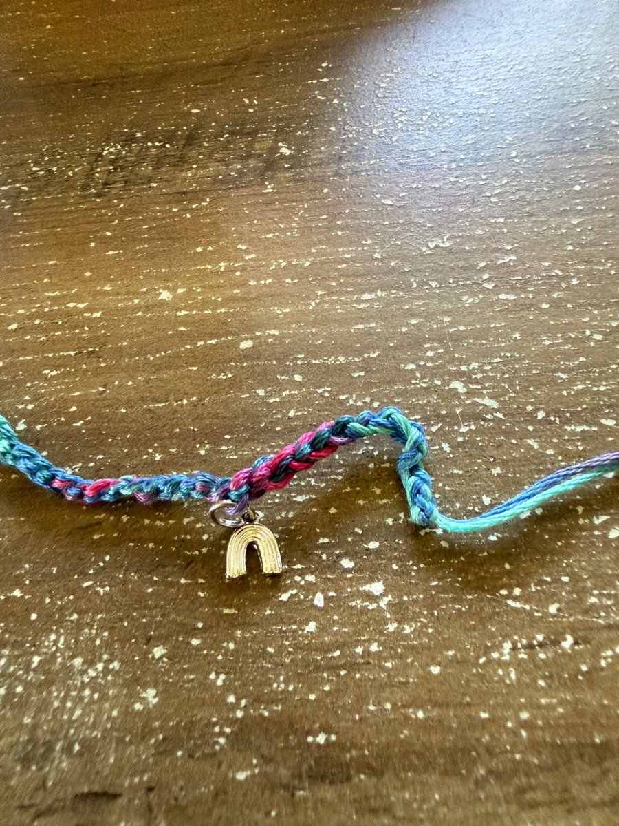 Multicolor Braided Friendship Bracelet with Gold Rainbow Charm