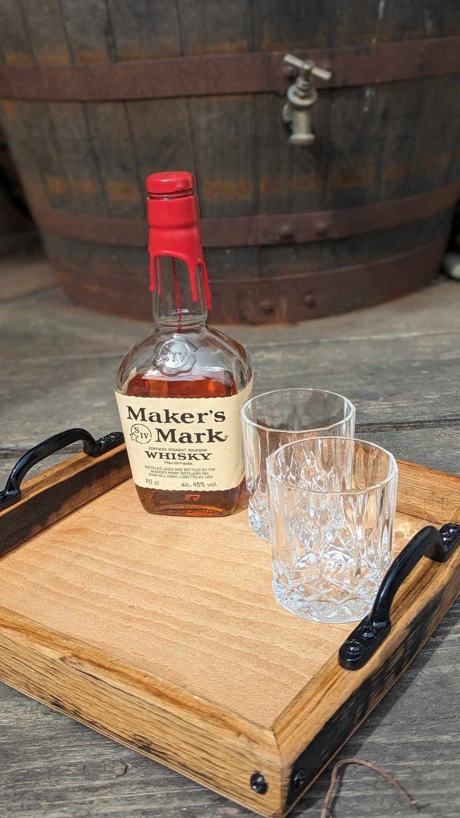 Whiskey Barrel Oak Tray