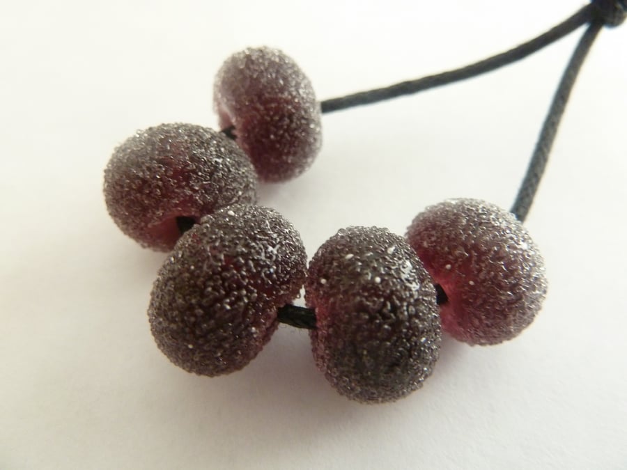 purple sugar handmade lampwork beads